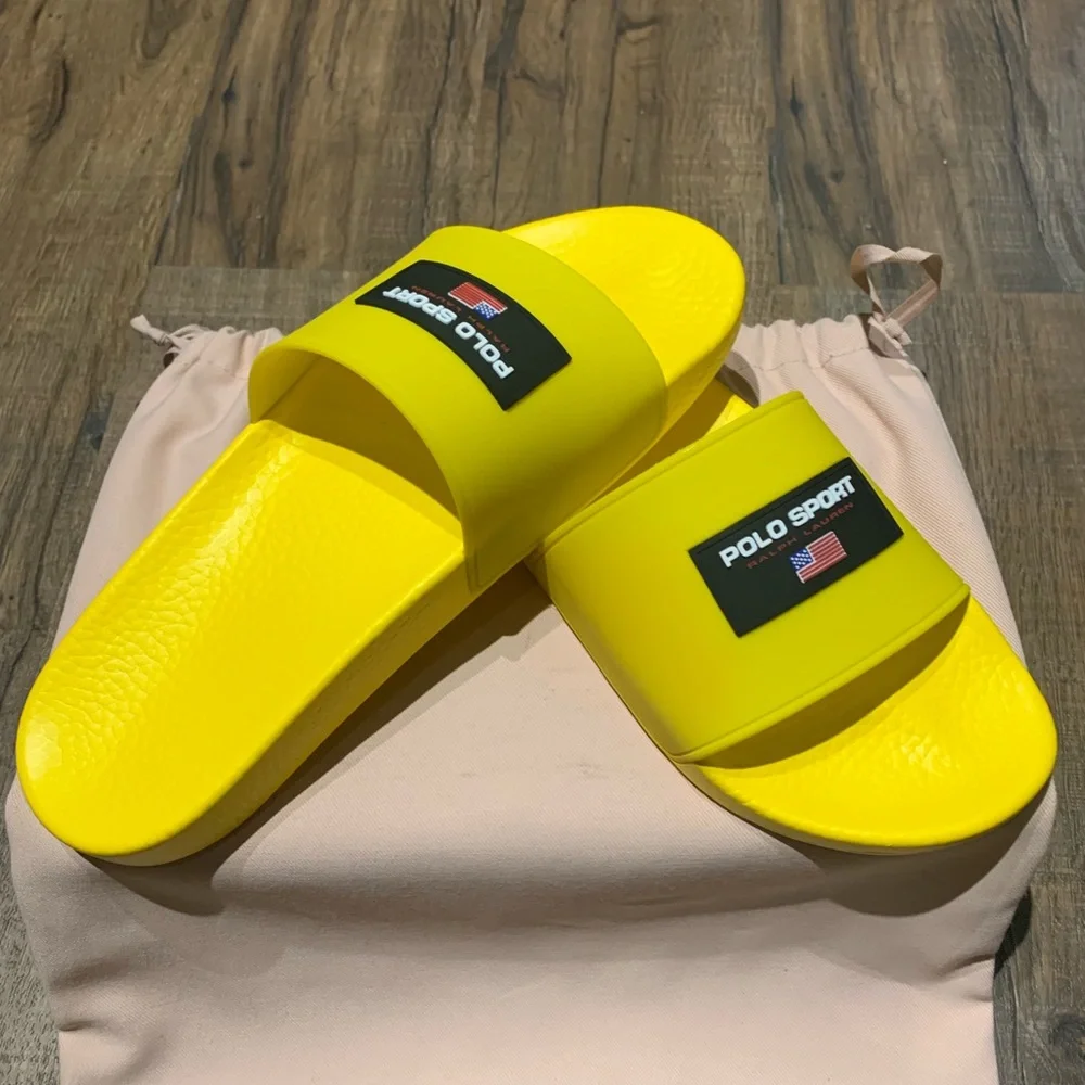 POLO RALPH LAUREN SPORT MEN'S SLIDES CANARY YELLOW